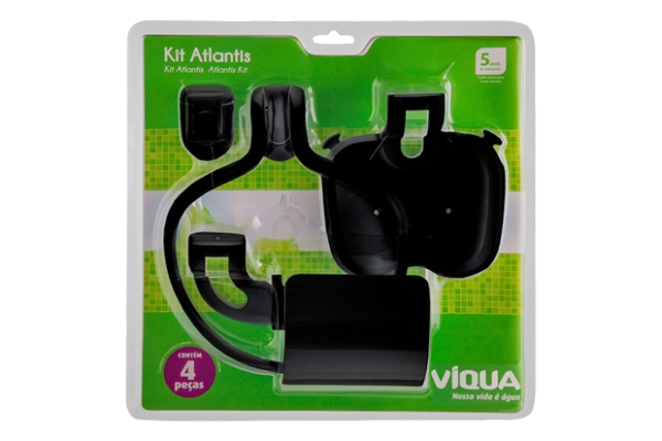 KIT ACESSORIOS  WC 4 PEÇAS ATLANTIS PRETO - VIQUA