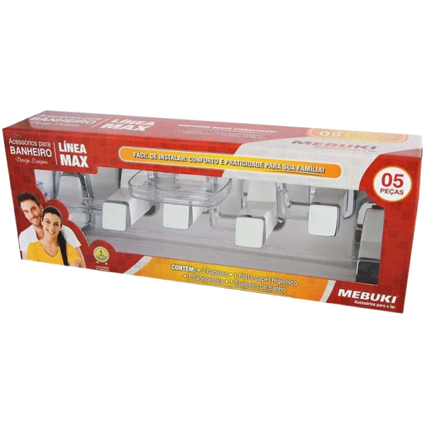 KIT ACESSORIOS WC 5 PÇS MAX BRANCO CR - MEBUKI